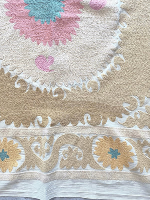 Hand-Embroidered Suzani Wall Hanging & Tablecloth 3'11'' x 4'6''