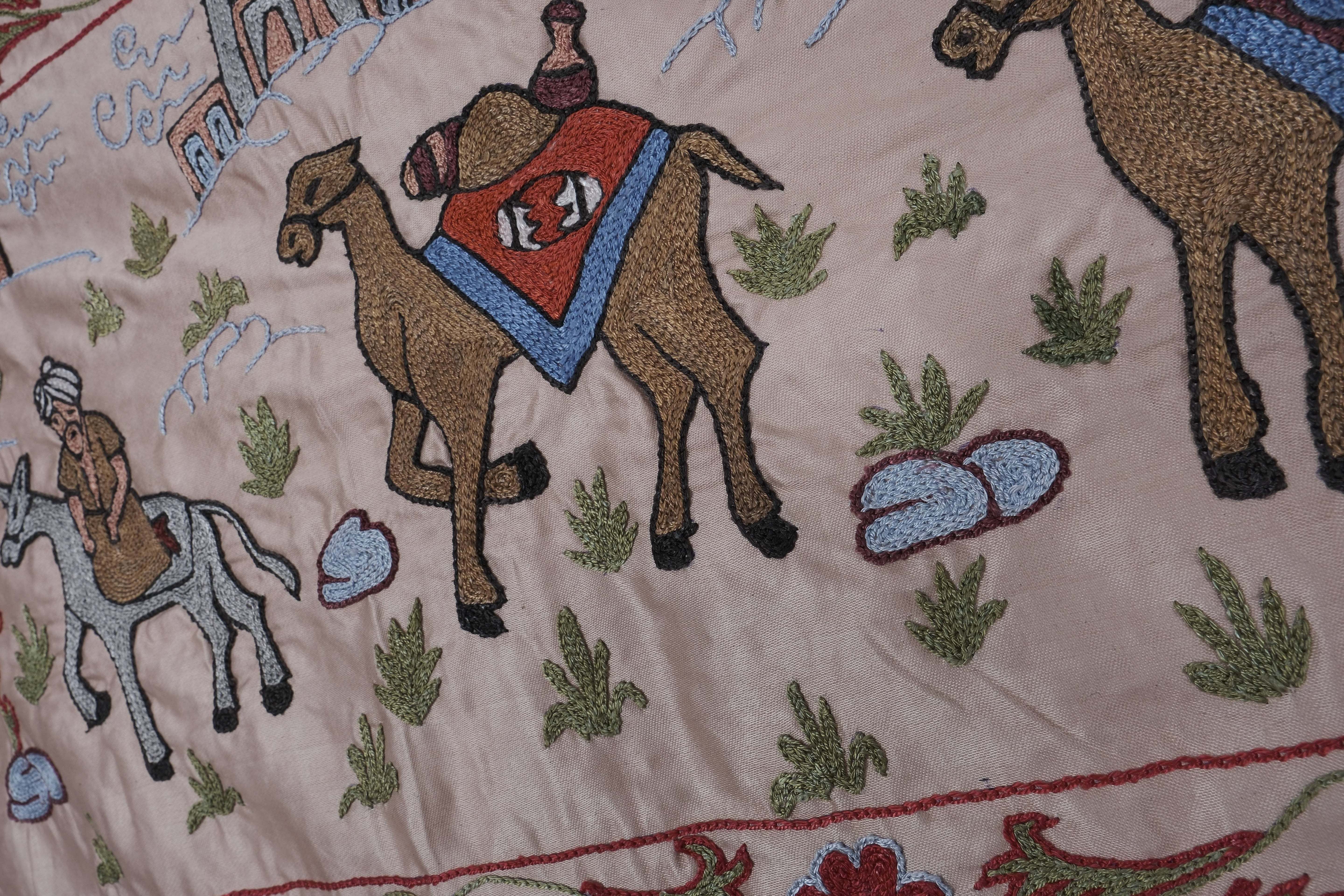 Silk Suzani Wall Hanging & Bedspread 1'8'' x 6'3''