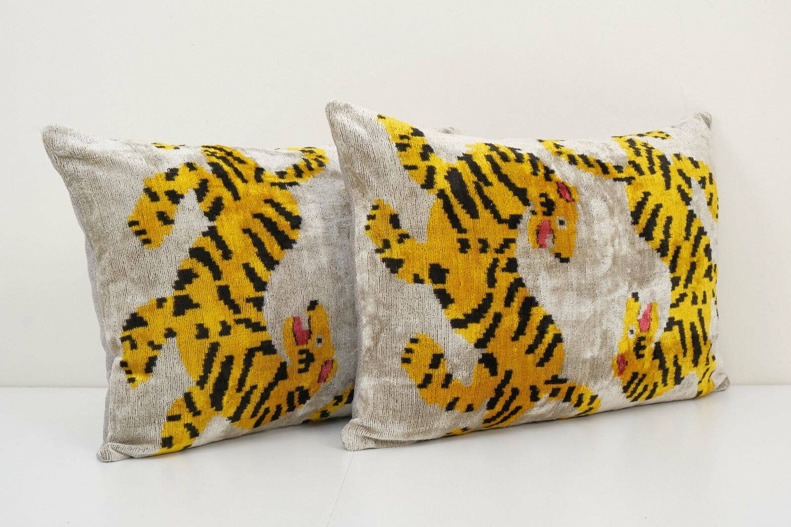 Tiger Silk Ikat Velvet Pillow Cover Set of 2 | 16'' x 44''