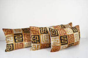 Silk Ikat Velvet Pillow Cover Set of 2 | 14'' x 51''