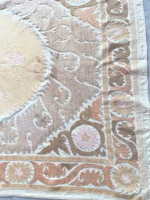Hand-Embroidered Suzani Wall Hanging & Tablecloth 3'11'' x 5'0''