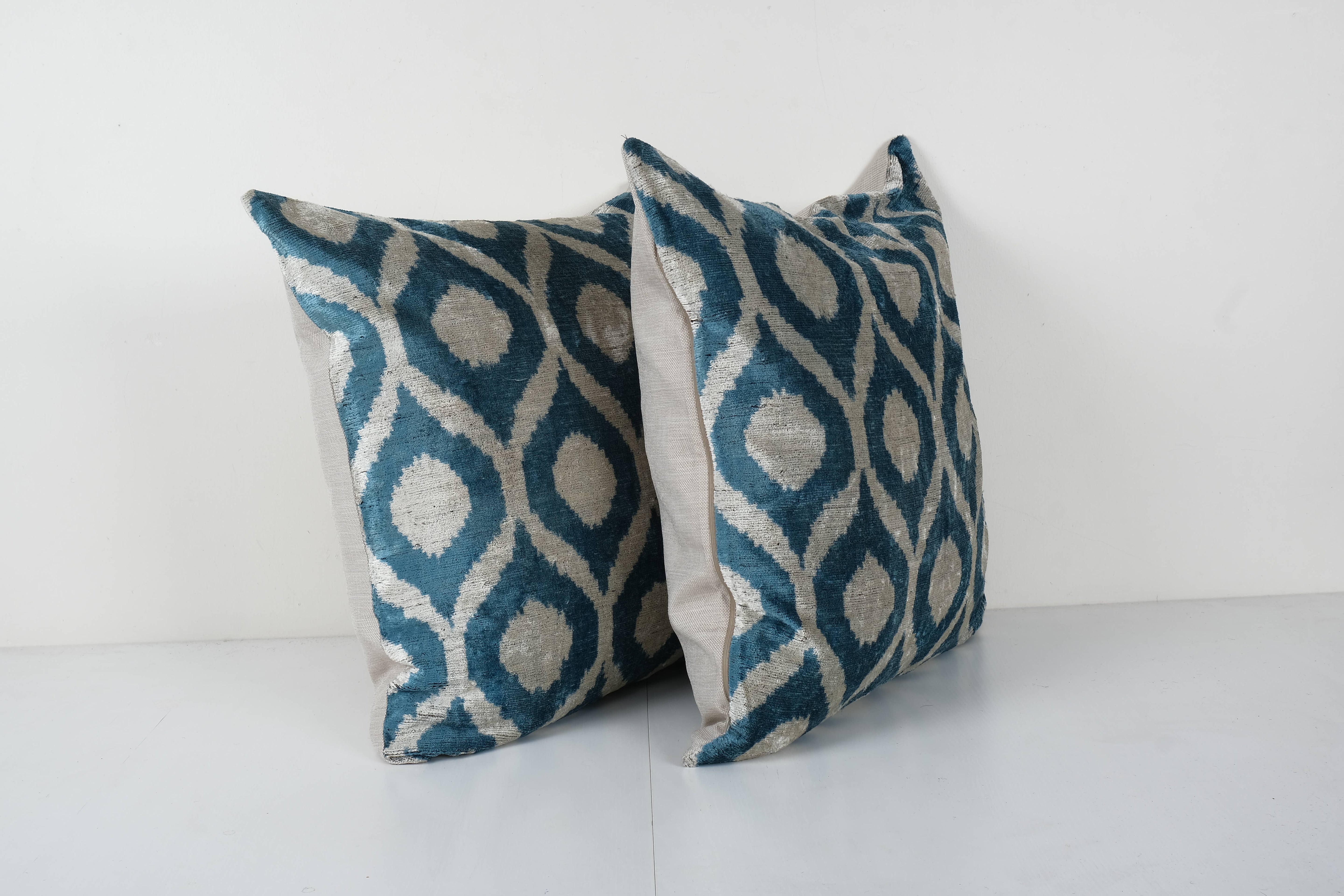 Silk Ikat Velvet Pillow Cover Set of 2 | 23'' x 23''