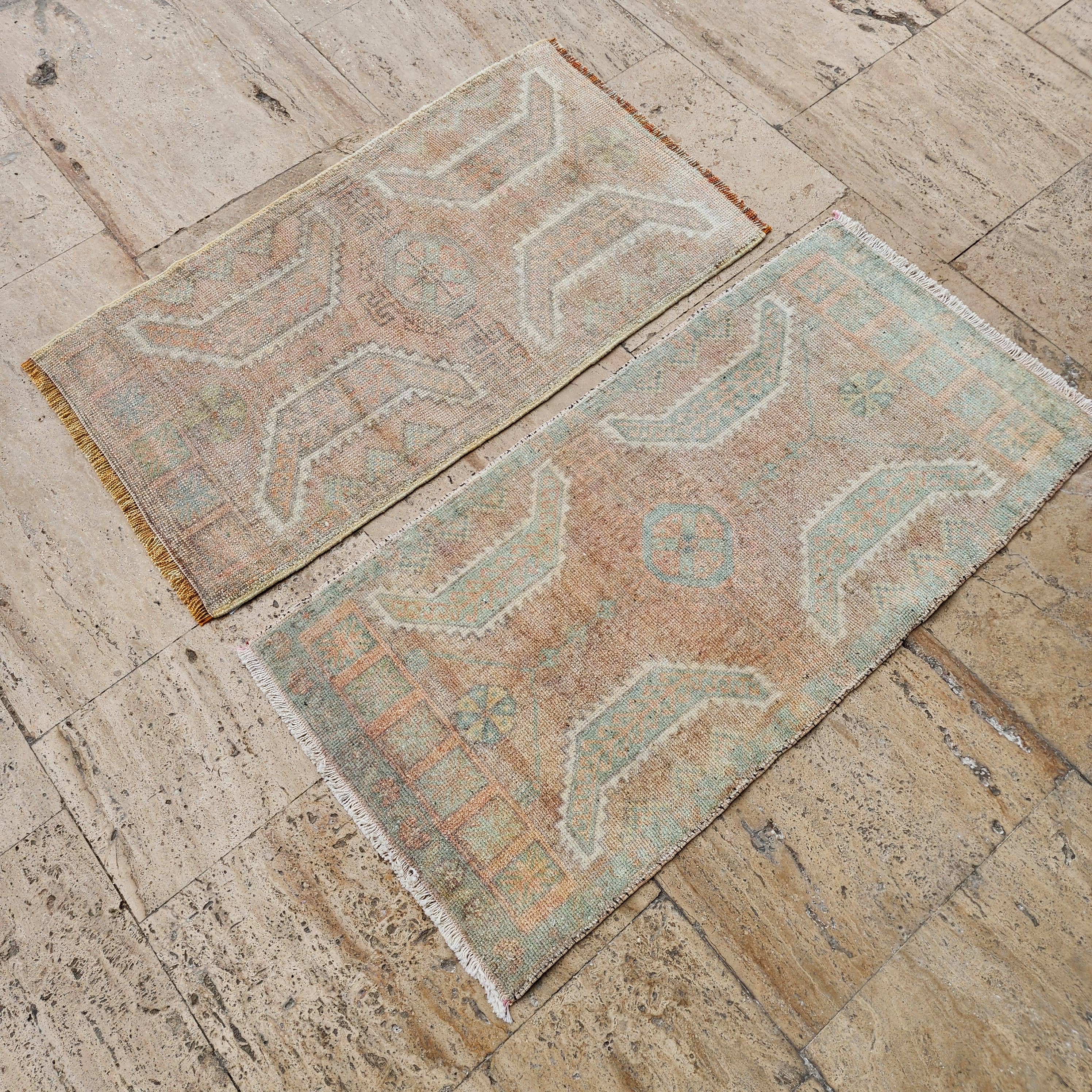 Vintage Turkish Yastik Rugs Set of 2 | 20'' x 37''