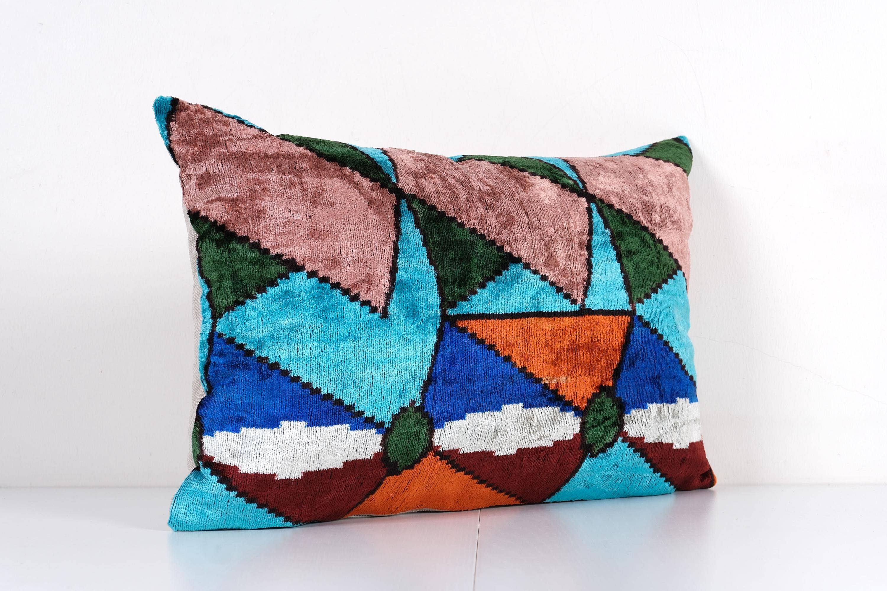 Silk Ikat Velvet Pillow Cover | 16'' x 24''