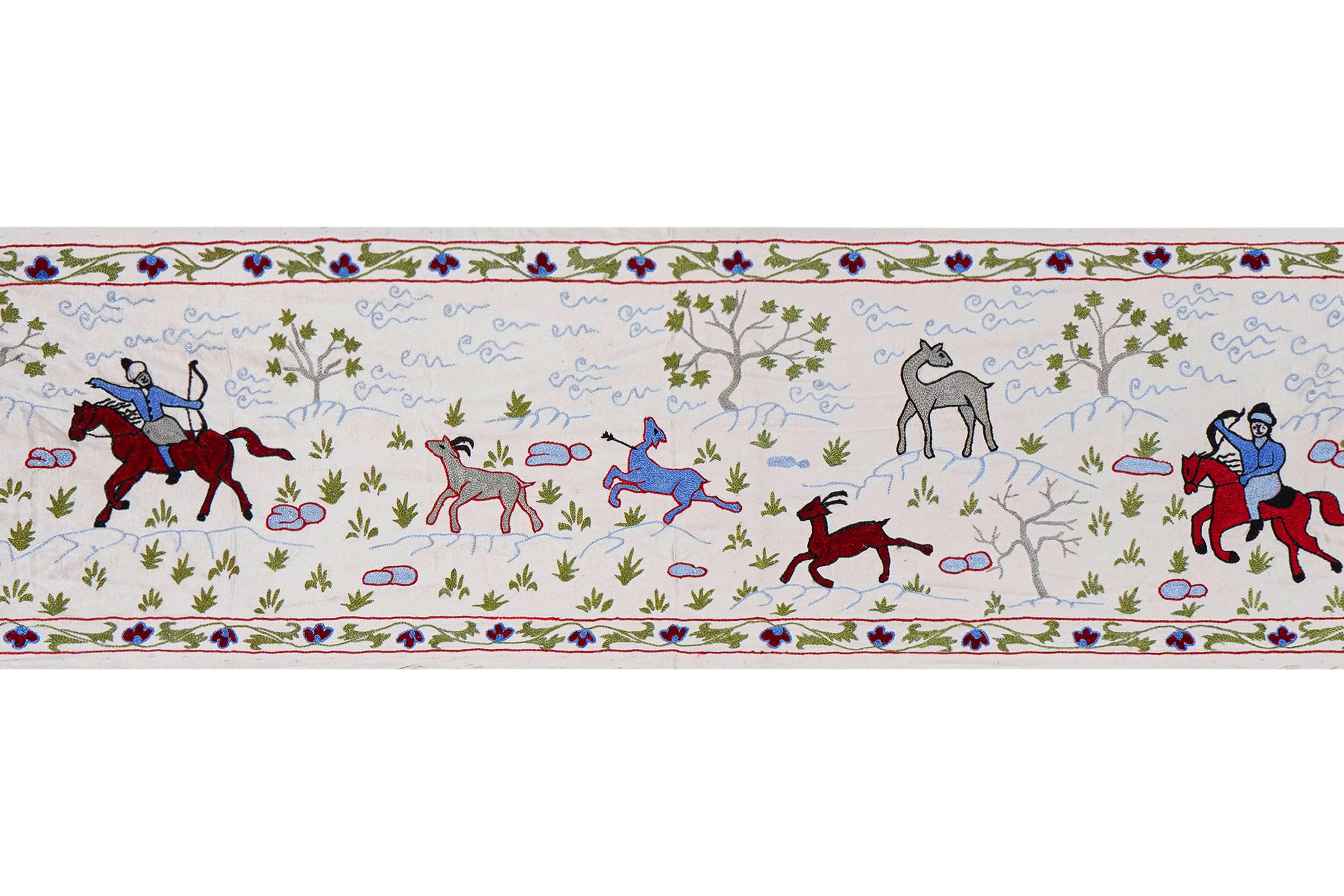 Horse Silk Suzani Wall Hanging & Bedspread 1'8'' x 6'1''