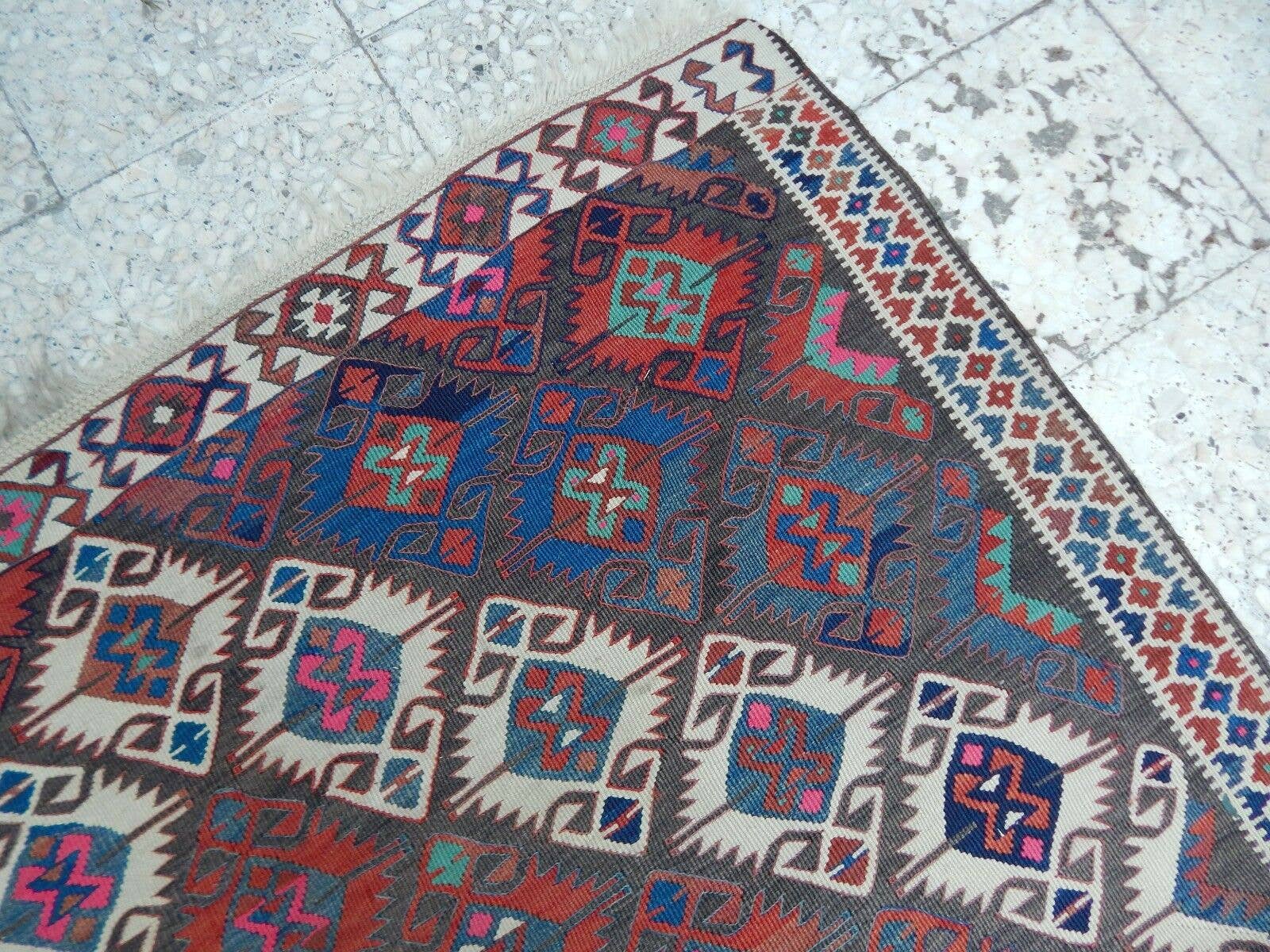 Vintage Turkish Kilim Rug 4'10'' x 12'11''
