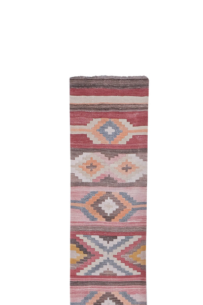 Vintage Turkish Kilim Runner 2'6'' x 21'8''