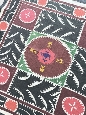 Hand-Embroidered Suzani Wall Hanging & Tablecloth 3'10'' x 3'10''