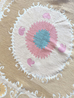 Hand-Embroidered Suzani Wall Hanging & Tablecloth 3'11'' x 4'6''