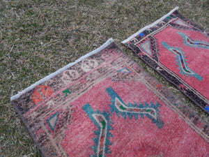 Vintage Turkish Yastik Rugs Set of 2 | 17'' x 44''