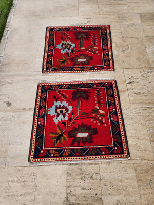 Vintage Turkish Yastik Rugs Set of 2 | 29'' x 31''