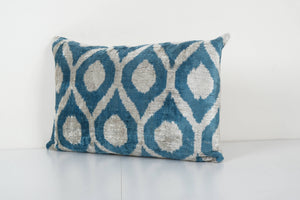 Silk Ikat Velvet Pillow Cover Set of 2 | 16'' x 24''