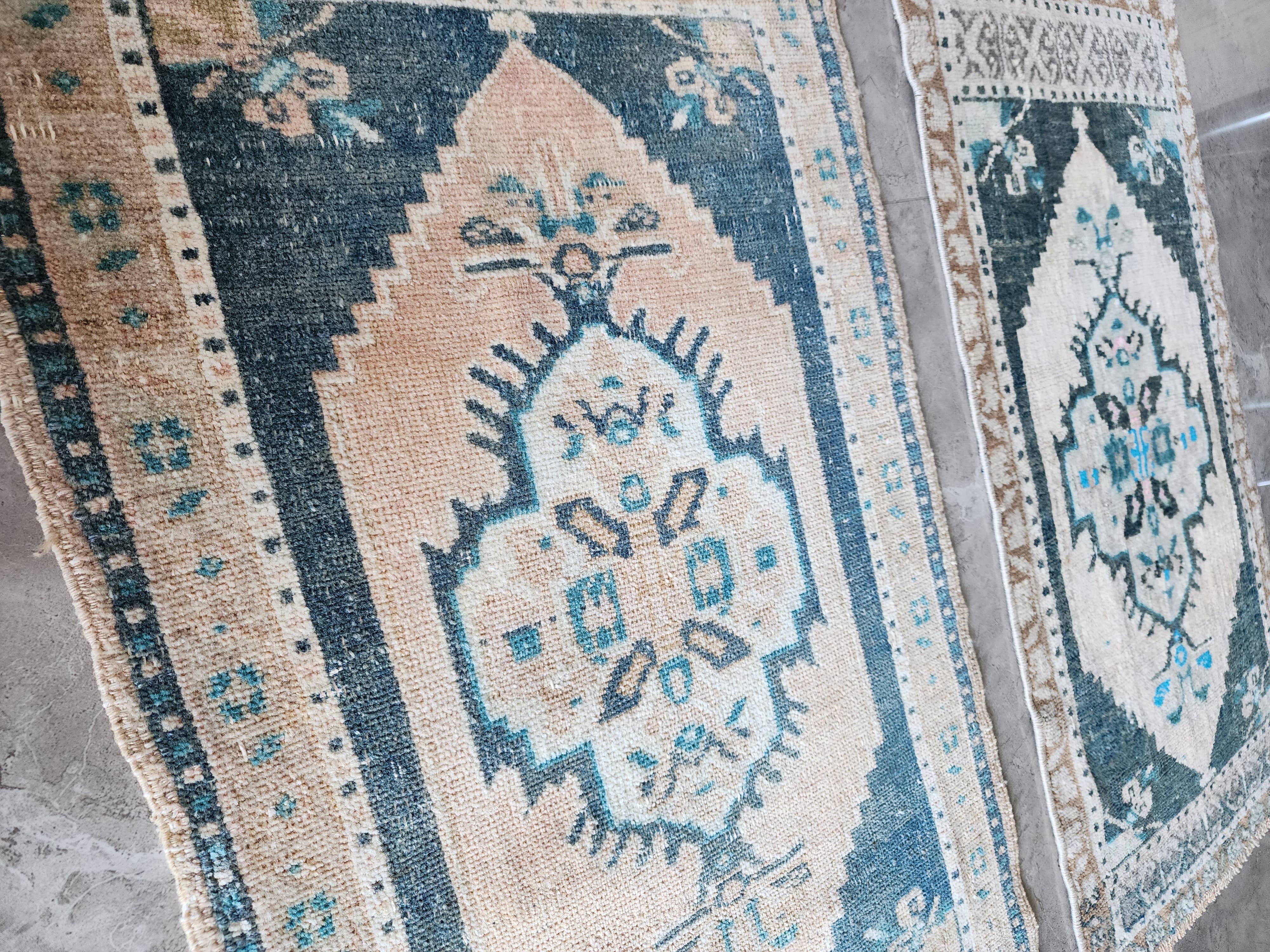Vintage Turkish Yastik Rugs Set of 2 | 20'' x 38''