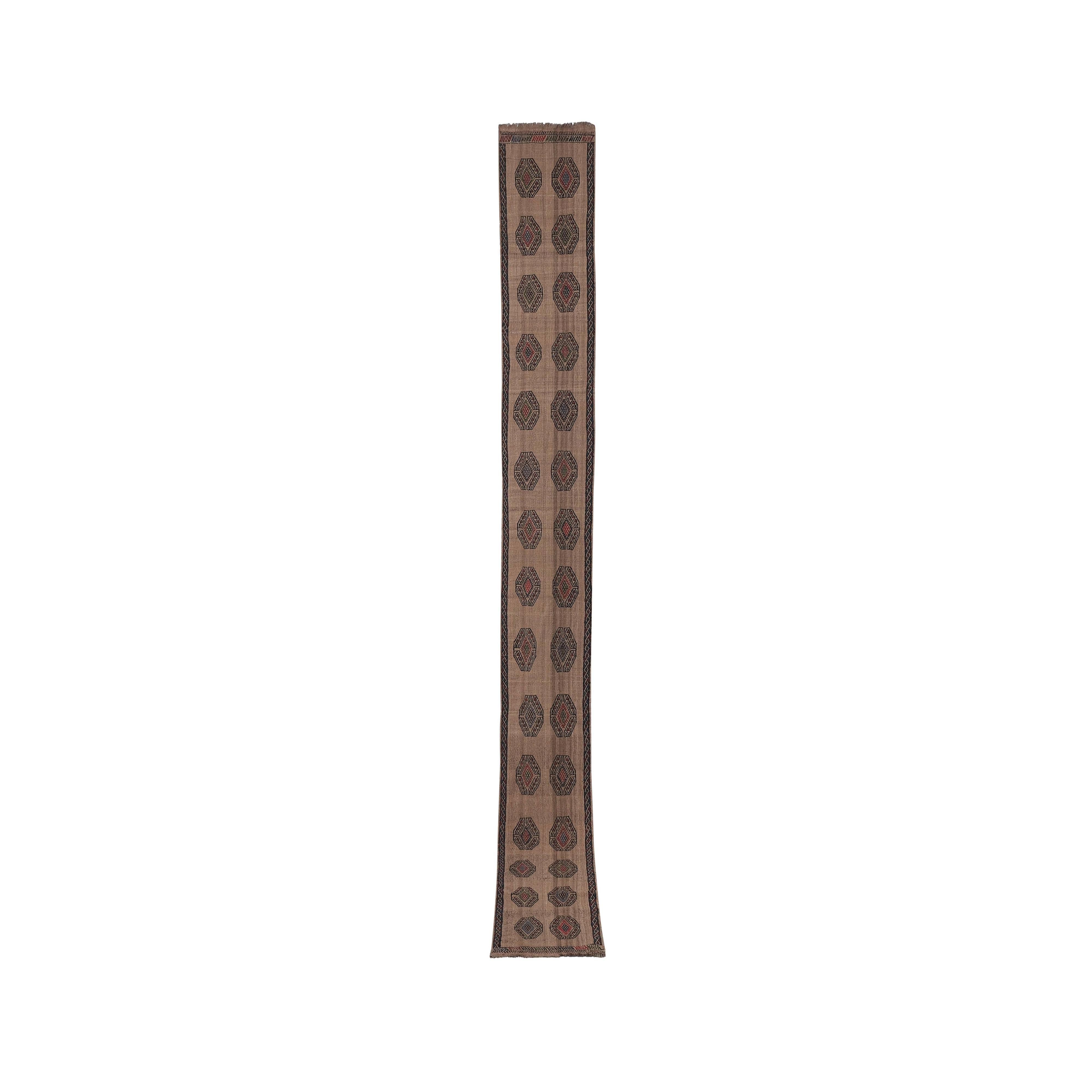 Vintage Turkish Kilim Runner 1'4'' x 13'1''