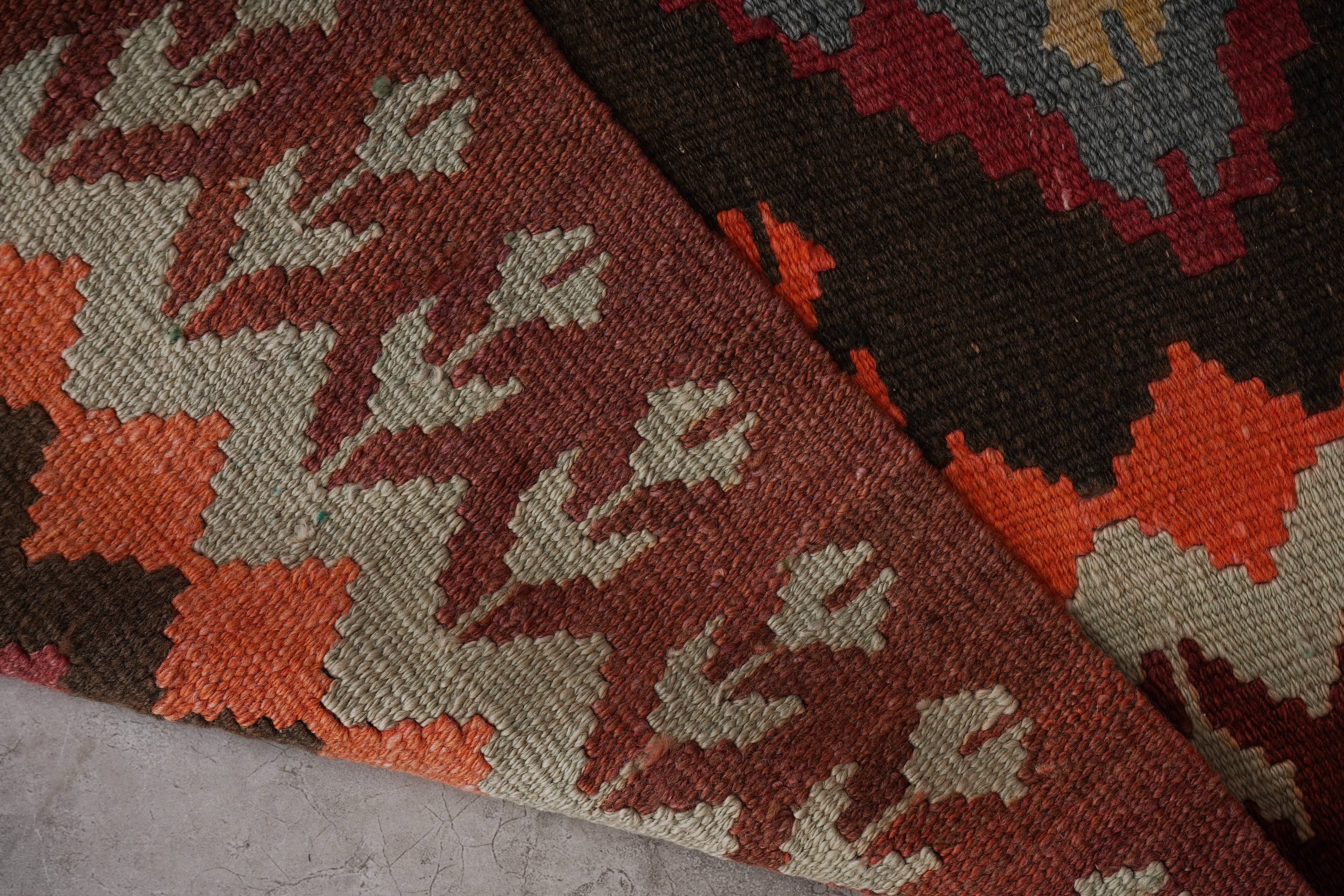 Vintage Turkish Kilim Runner 3'1'' x 12'6''