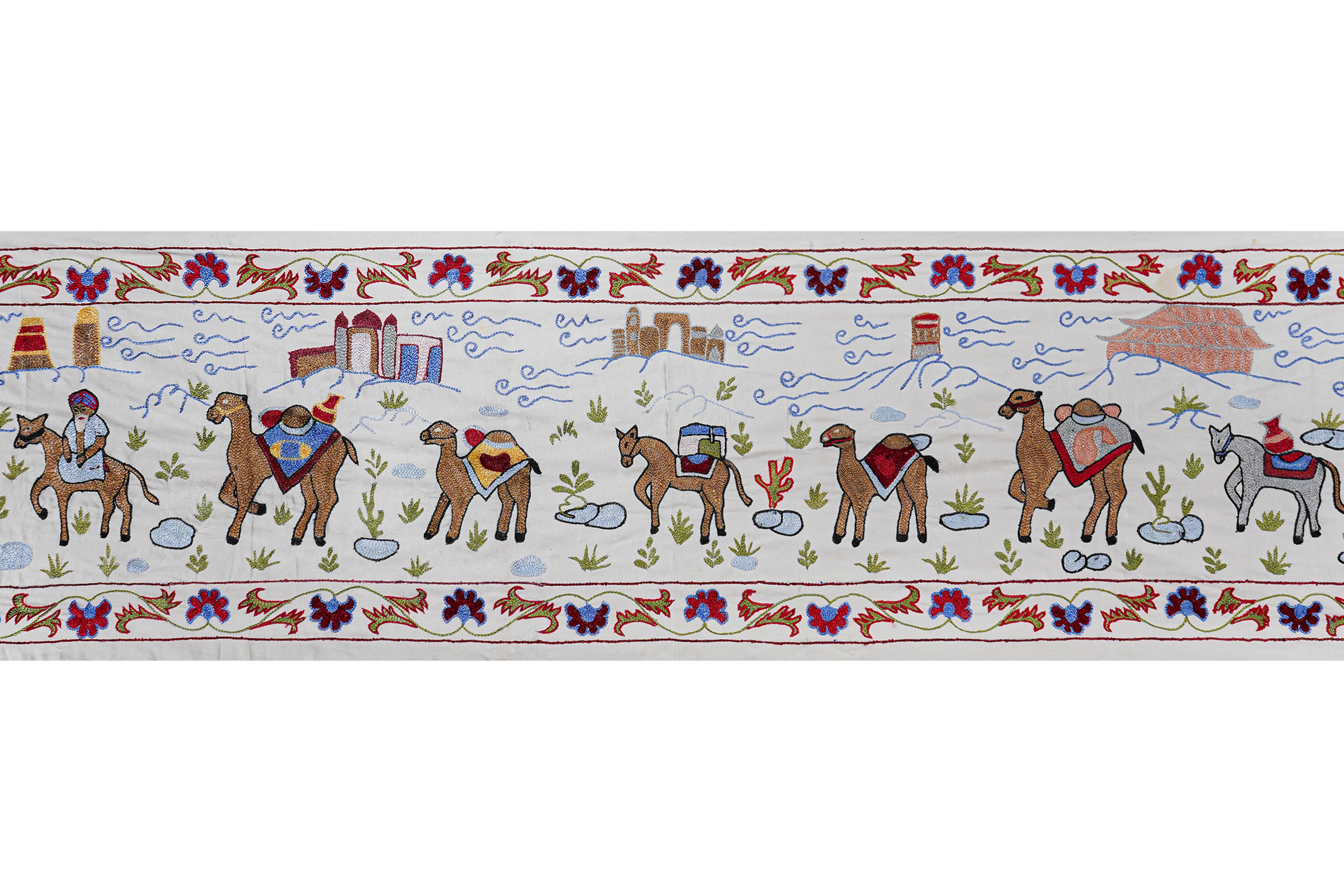 Hand-Embroidered Suzani Table Runner 1'8'' x 6'3''