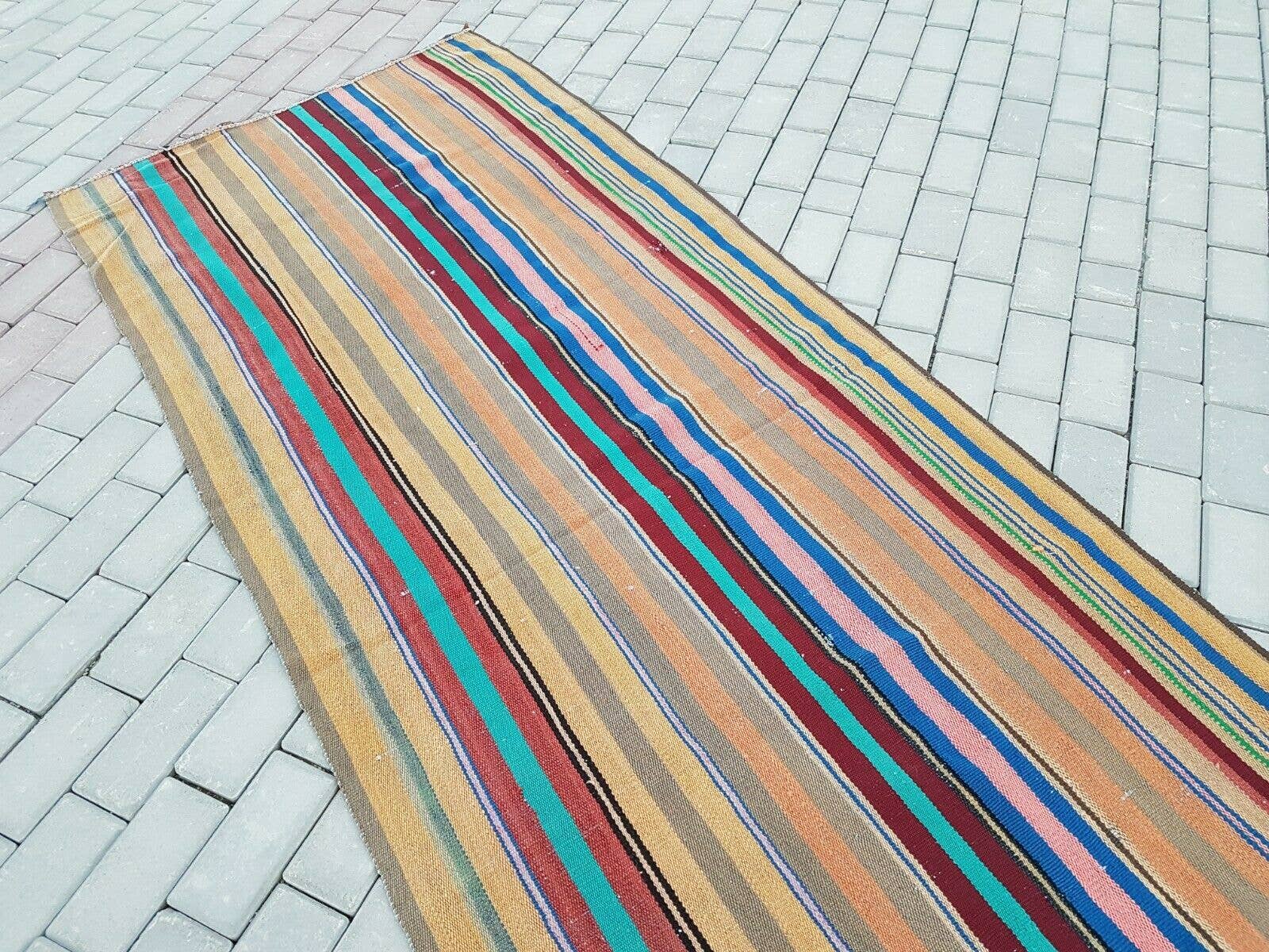 Vintage Turkish Kilim Runner 3'5'' x 8'8''