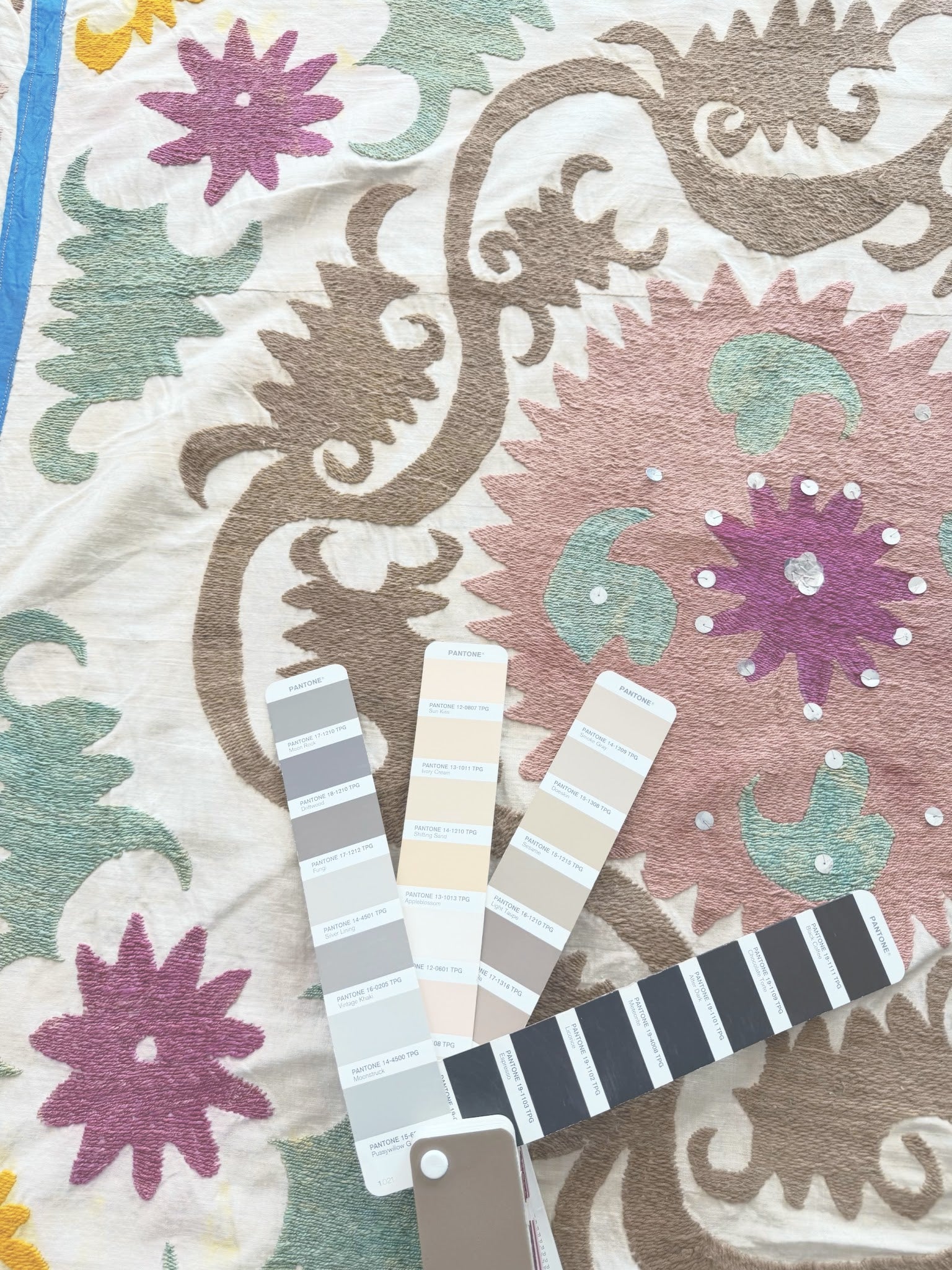 Hand-Embroidered Suzani Wall Hanging & Tablecloth 3'10'' x 4'2''