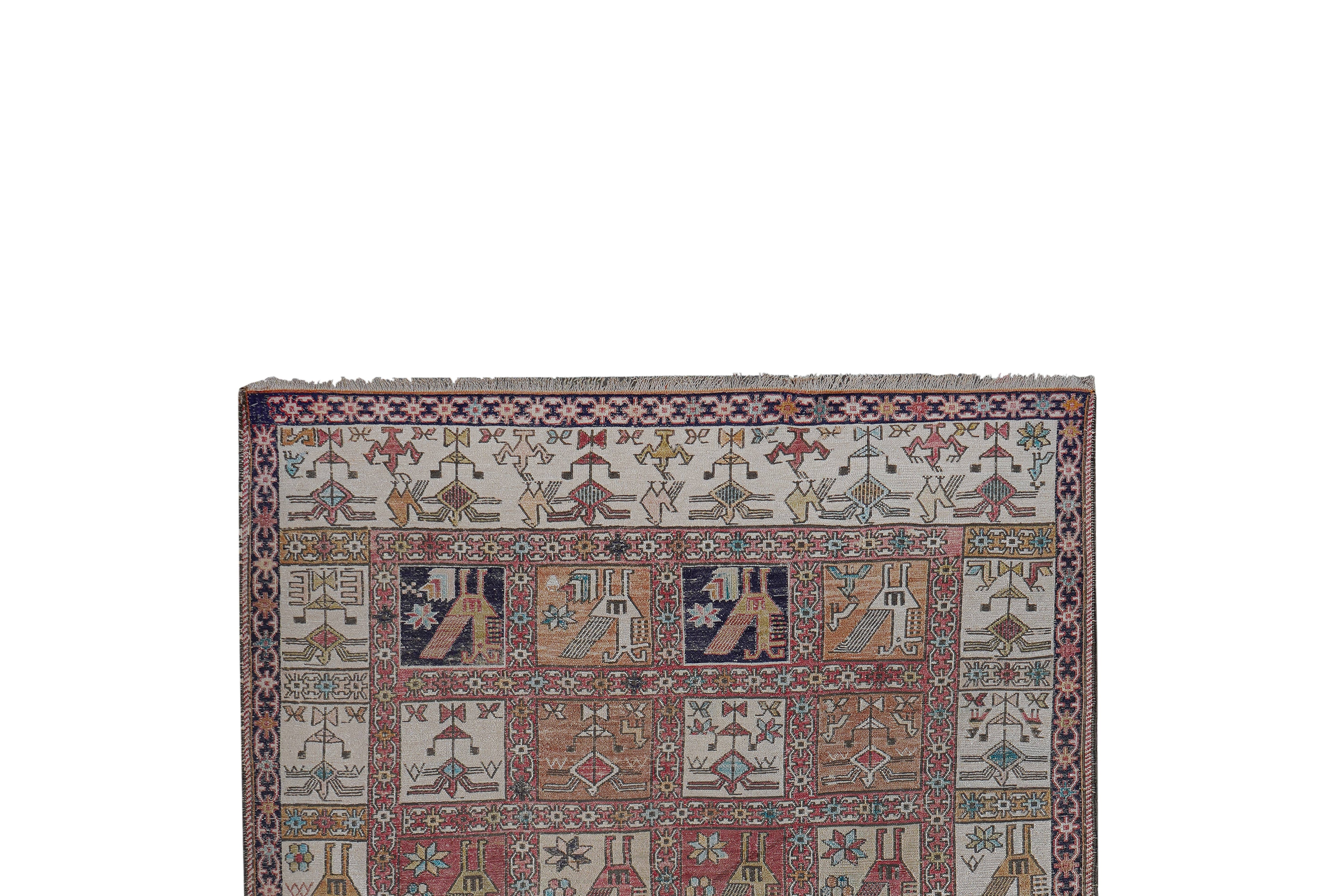 Vintage Turkish Soumac Kilim Rug 4'1'' x 5'8''