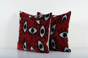 Silk Ikat Velvet Pillow Cover Set of 2 | 20'' x 20''