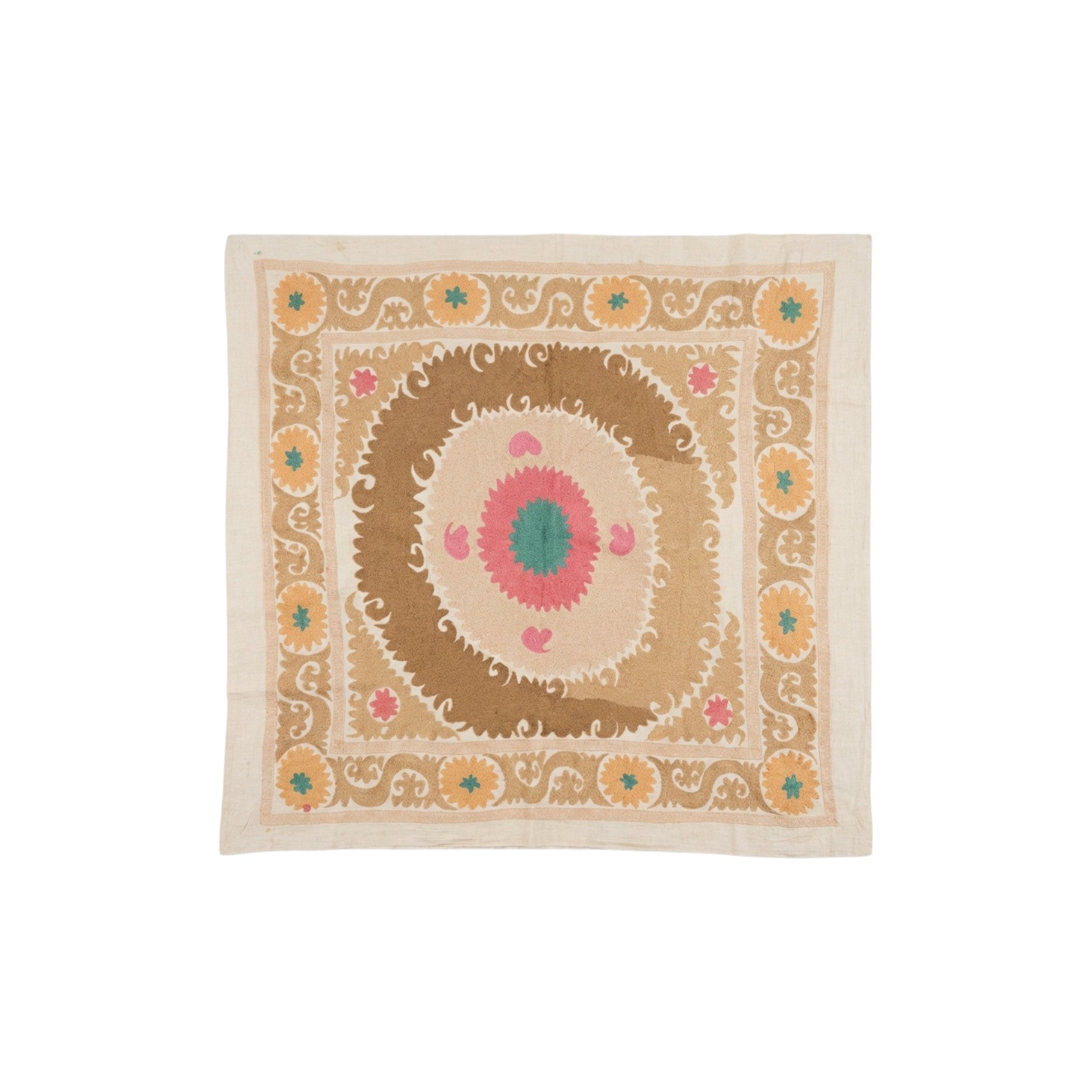 Hand-Embroidered Suzani Wall Hanging & Tablecloth 3'11'' x 4'6''