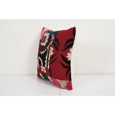 Vintage Turkish Patchwork Suzani Pillow, Suzani Pillow Case Fashioned from a 19th Century Suzani from Uzbekistan, Home Decor 19" x 19"