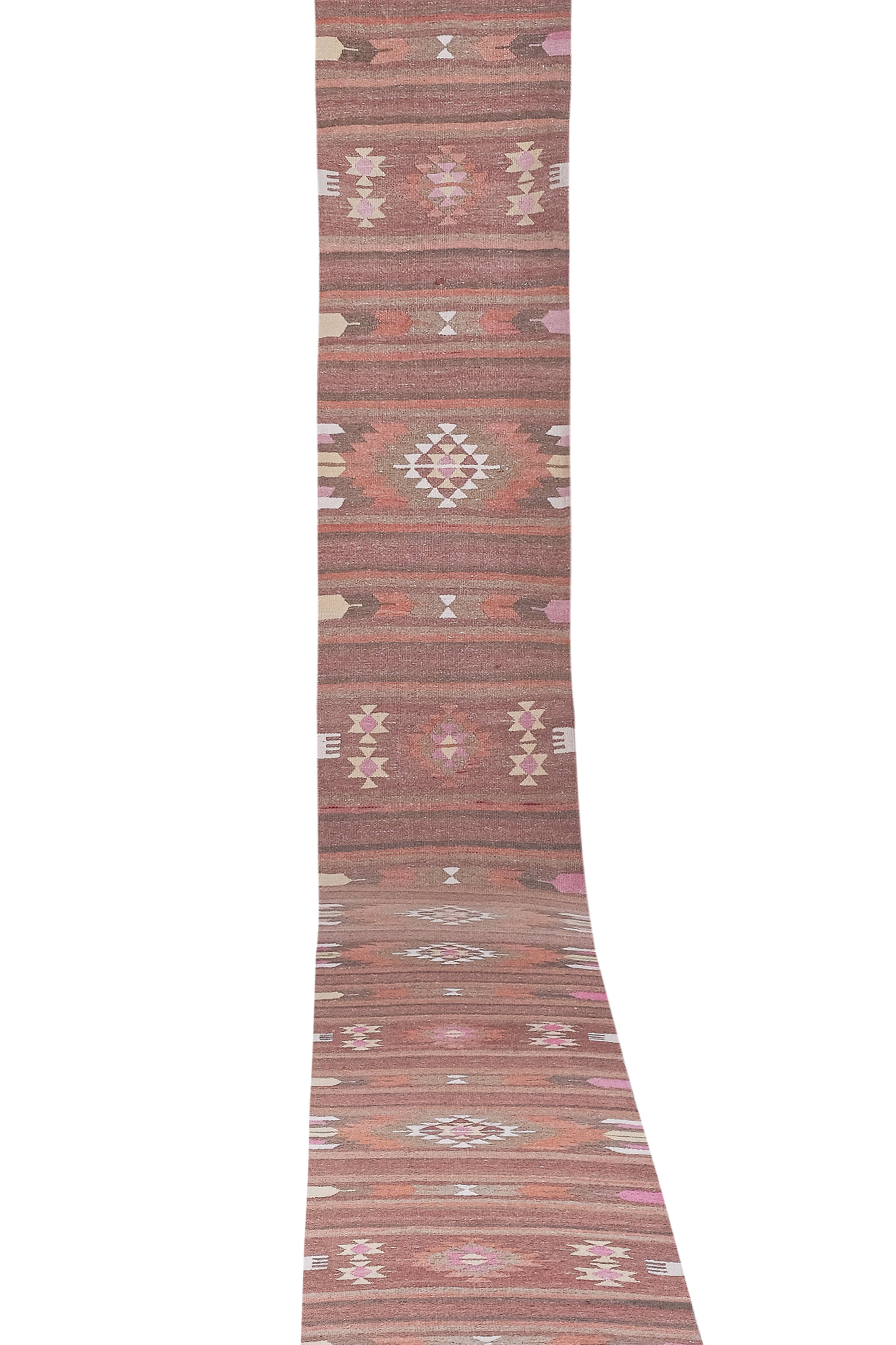 Vintage Turkish Kilim Runner 2'7'' x 24'8''