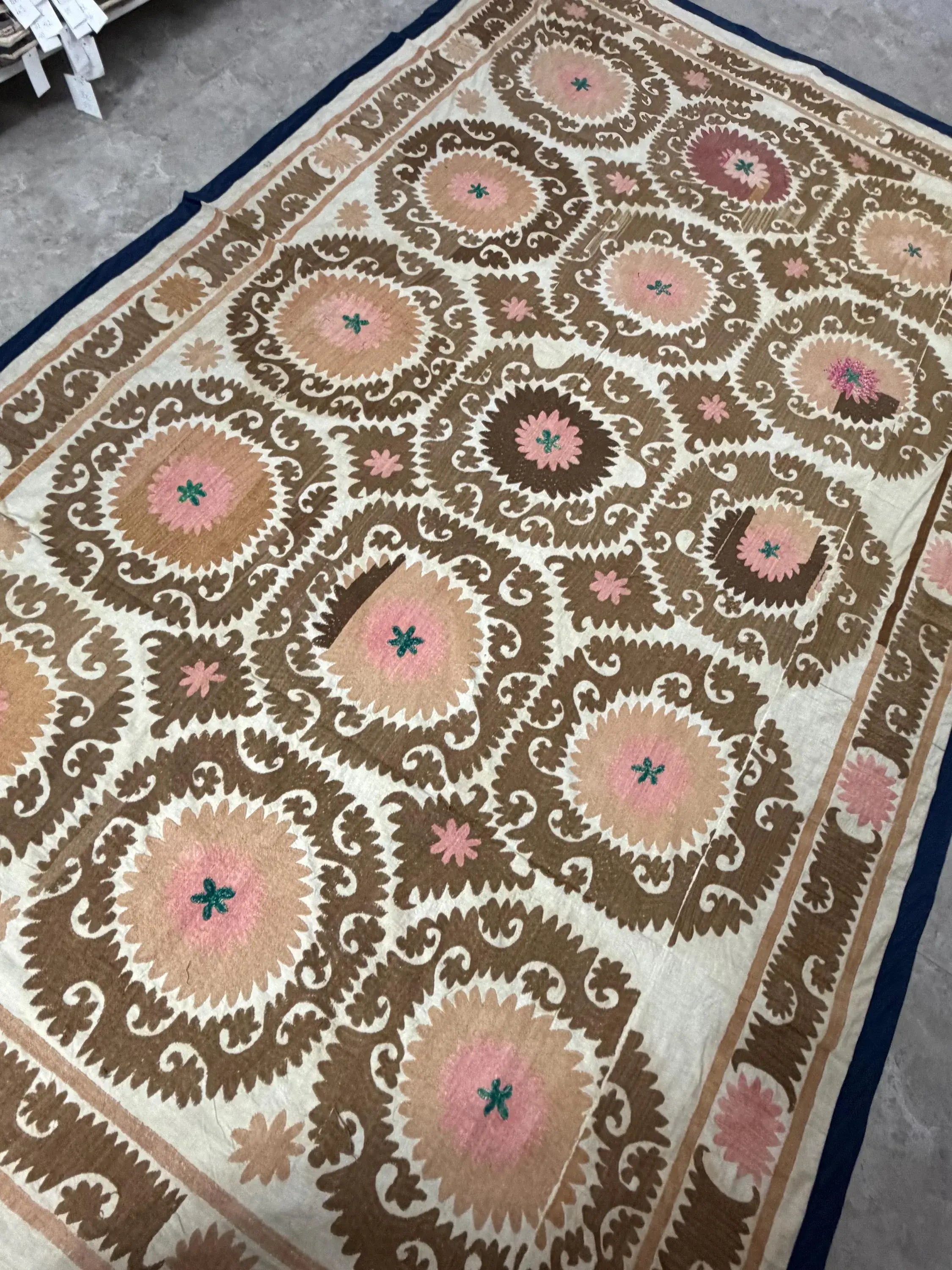 Hand-Embroidered Suzani Wall Hanging & Bedspread 7'3'' x 11'10''
