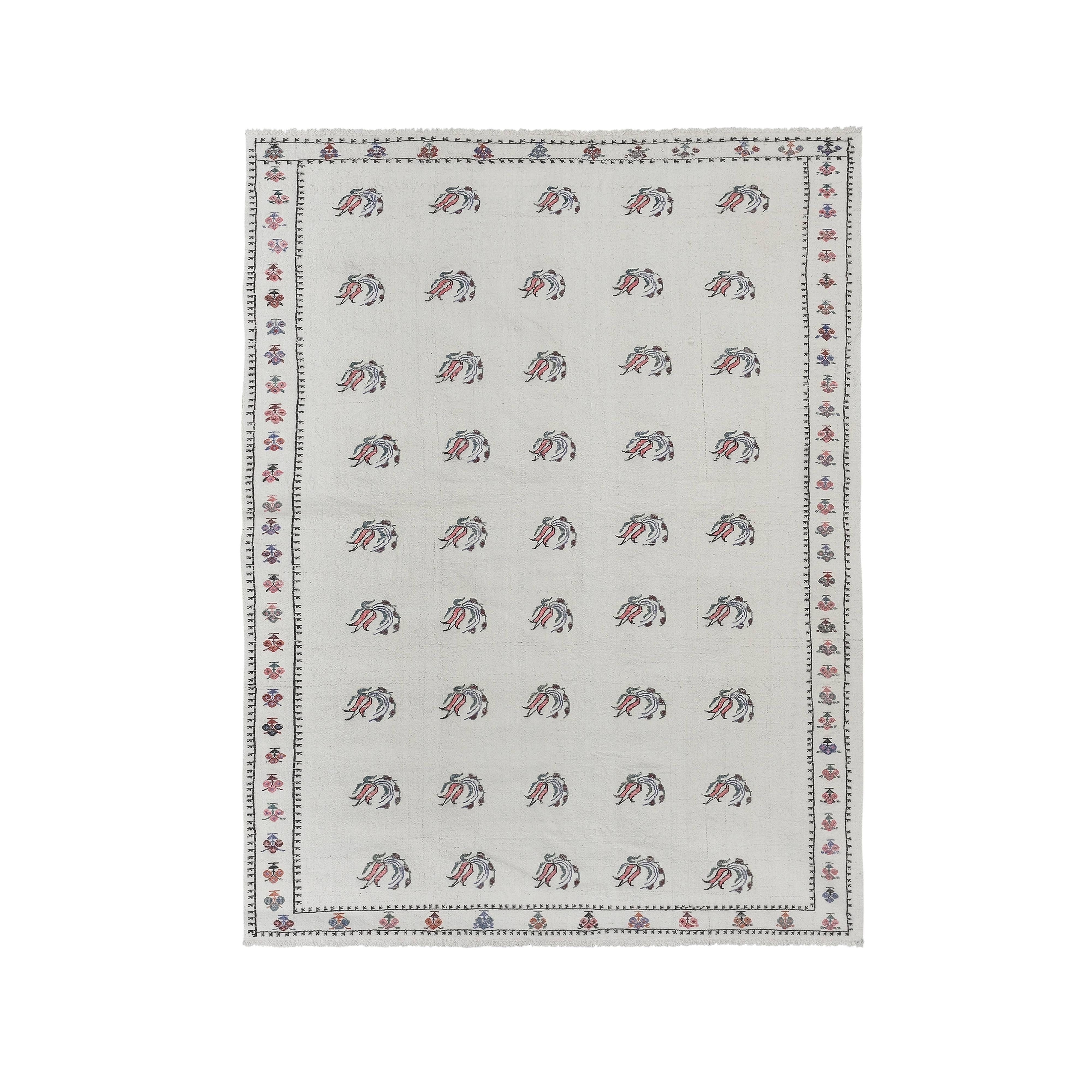 Vintage Turkish Kilim Rug 5'1'' x 6'11''
