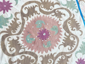Hand-Embroidered Suzani Wall Hanging & Tablecloth 3'10'' x 4'2''