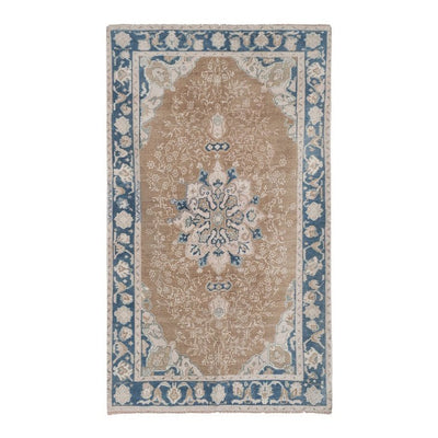 Vintage Tan Wool Anatolian Karapinar Rug 4'9" X 7'11"