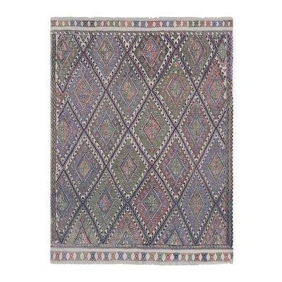 1960s Mid Century Turkish Full Embroidered Cicim Rug 4'11'' X 6'5''