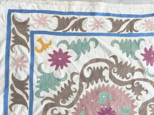 Hand-Embroidered Suzani Wall Hanging & Tablecloth 3'10'' x 4'2''