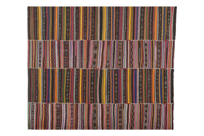 Vintage Turkish Striped Kilim Area Rug