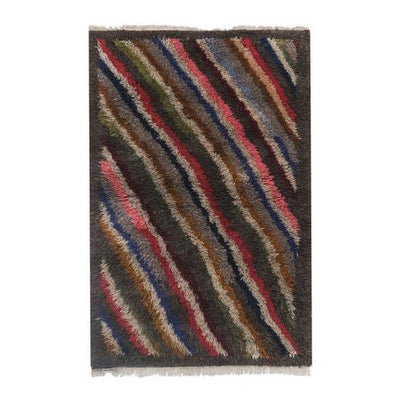 Turkish Hand-Knotted Shaggy Colorful Tulu Rug 3'8'' X 5'8''