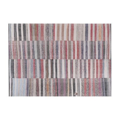 Vintage Cotton Striped Rag Rug Kilim 7'6'' X 10'4''
