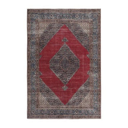 Vintage Mid Century Hand-Knotted Red Anatolian Rug 7'1'' X 10'7''