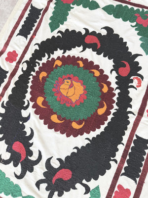 Hand-Embroidered Suzani Wall Hanging & Bedspread 3'11'' x 5'11''