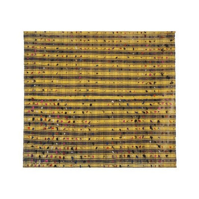 Striped Yellow Turkish Kilim With Tulu Details 6'8'' X 7'5''