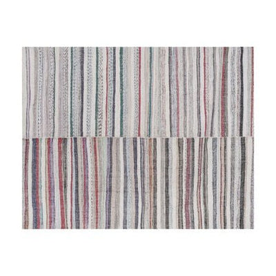 Vintage Turkish Cotton Striped Kilim Runner Rug 8'1'' X 10'5''