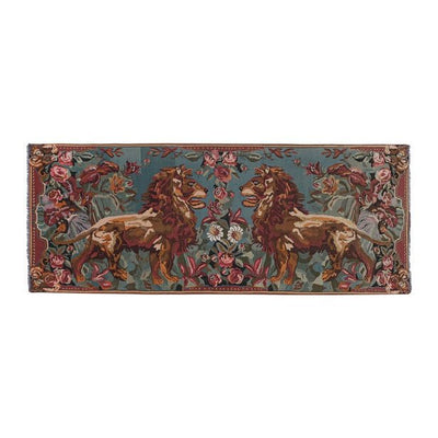 1970s Vintage Double Lion Motif Kilim Rug 6'9'' X 16'11''