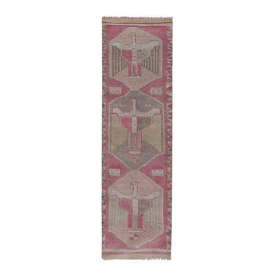 1960s Vintage Bird Pattern Turkish Runner Rug