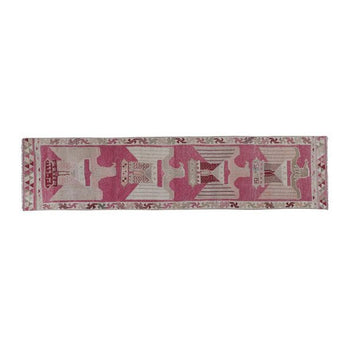 1960s Vintage Abstract Eagle Pattern Kurdish Runner Rug