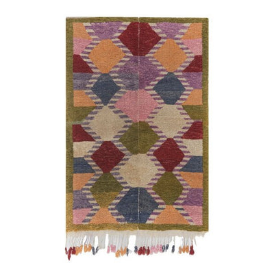 1970 Vintage Handmade Turkish Small Shaggy Tulu Rug 3'7'' X 4'7''