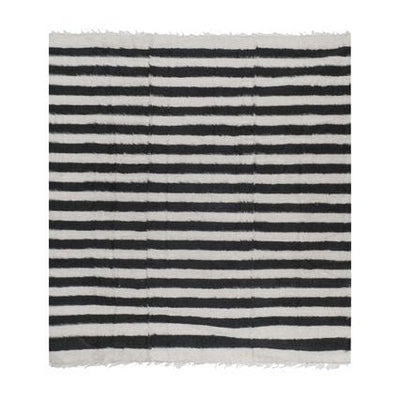 Square Turkish Striped Mohair Kilim Rug 7'4'' X 7'10''