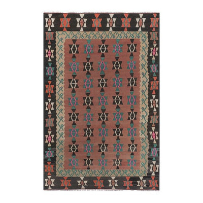 70s Vibrant Colors Striped Design Turkish Kilim Rug