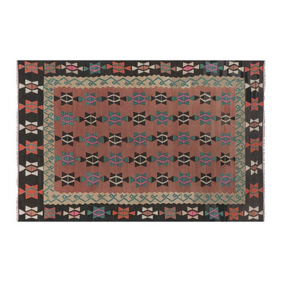 70s Vibrant Colors Striped Design Turkish Kilim Rug