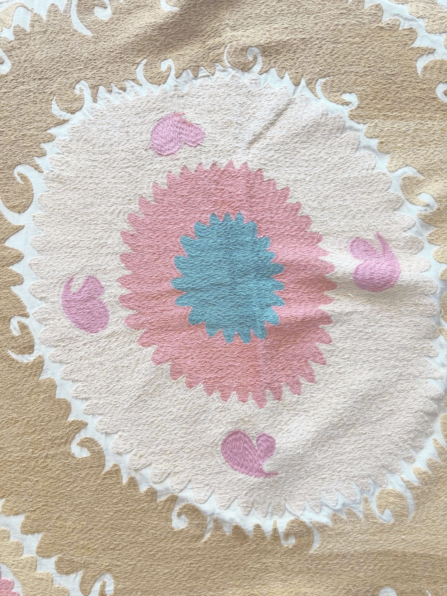 Hand-Embroidered Suzani Wall Hanging & Tablecloth 3'11'' x 4'6''