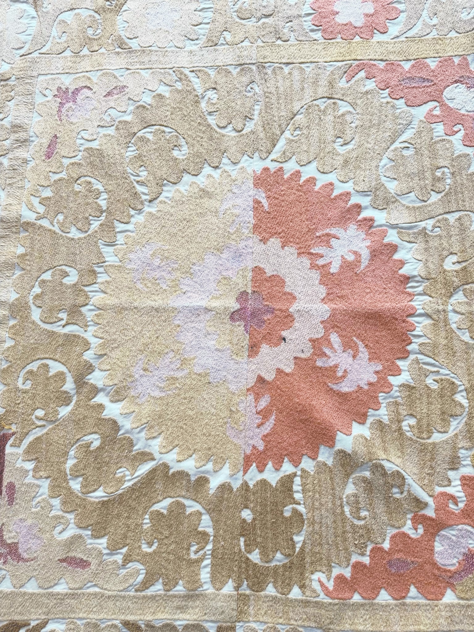 Hand-Embroidered Suzani Wall Hanging & Tablecloth 3'9'' x 3'11''