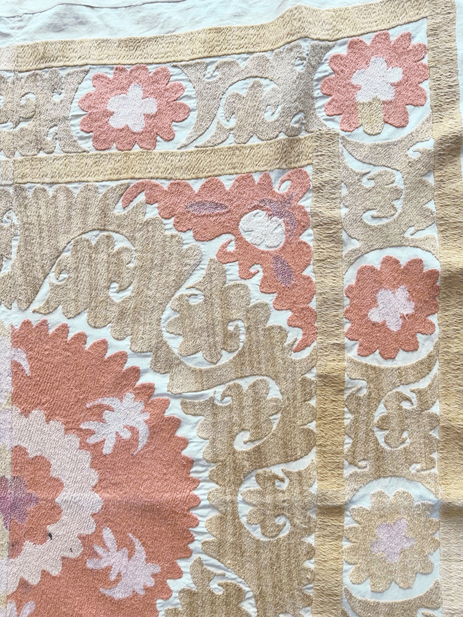 Hand-Embroidered Suzani Wall Hanging & Tablecloth 3'9'' x 3'11''